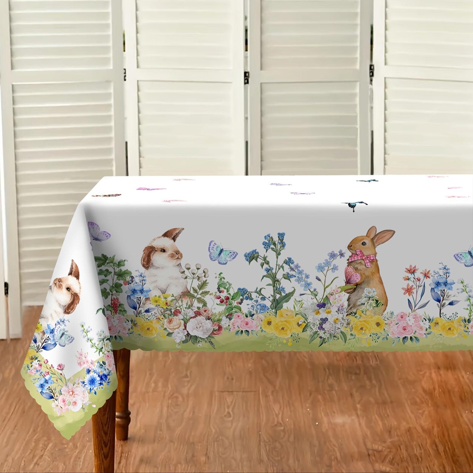 Bulk Spring themed Easter Tablecloth: Adorable Bunny and Butterfly Patterns for Indoor Party Dining Décor Wholesale