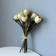 Gray Morandi Color Tulip Bouquet, 10 Pcs Real Touch Artificial Flowers, 12 Inch Stems