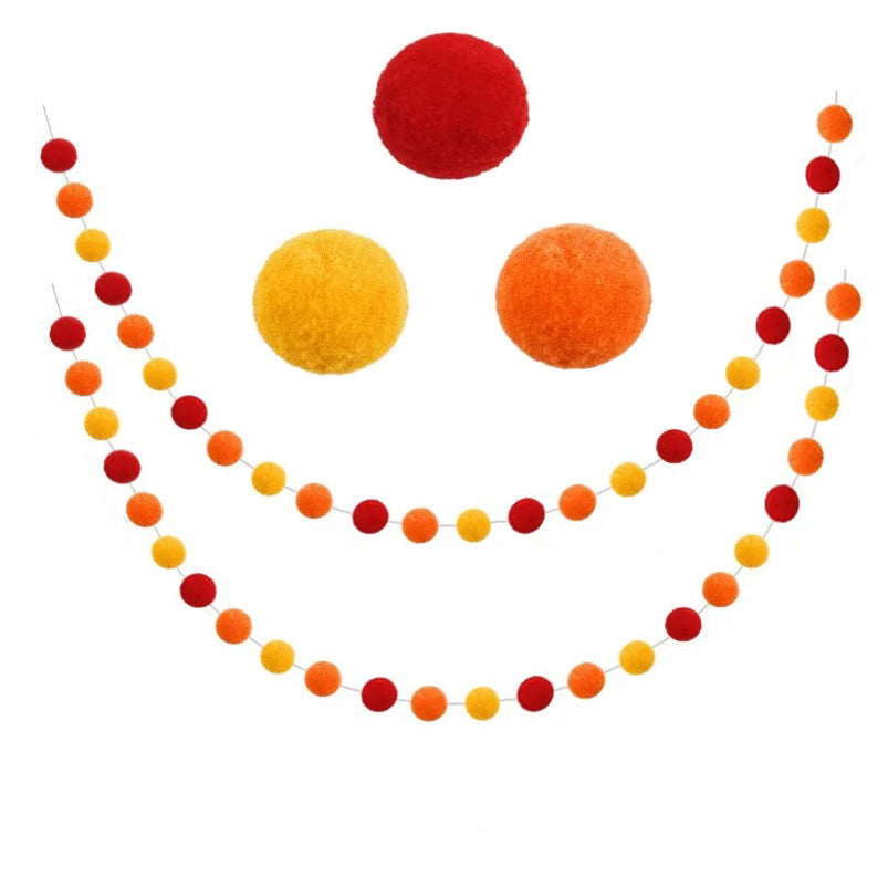 Bulk 3 Pcs Christmas Pom Pom Garland Red White Green Felt Ball Hanging Decorations for Home Decor Xmas Tree Birthday Parties & Holiday Decor Wholeasle