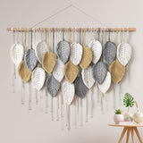 Bulk Wall Hanging Boho Woven Tapestry Bohemian Handmade Leaf Feather Wall Art Decorations for Apartment Dorm Living Room and Bedroom Wholesale