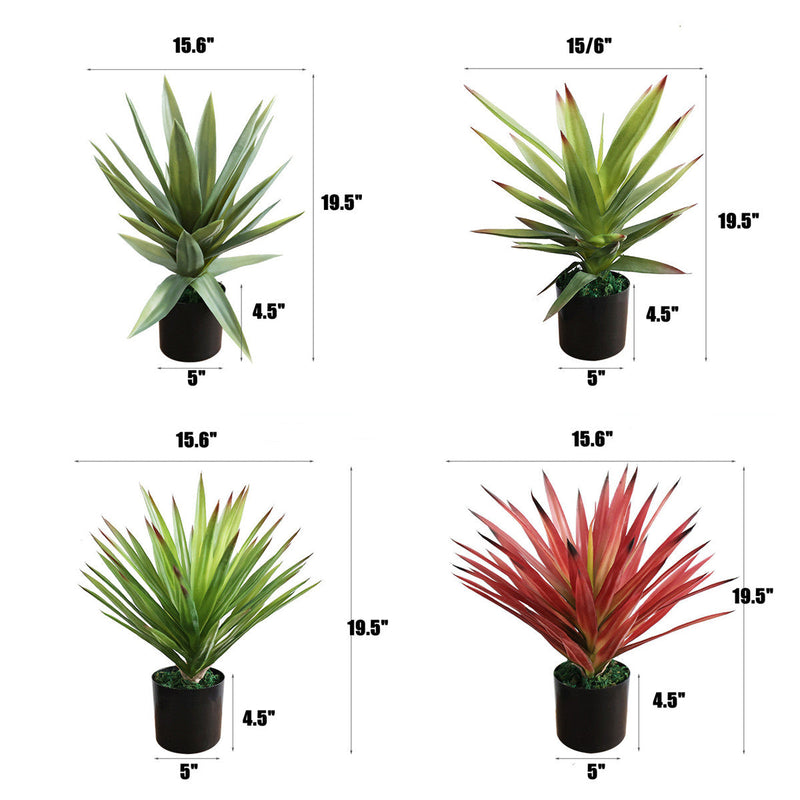 19.6 Inch Artificial Agave Potted Plant Bulk Faux Landscaping Succulent