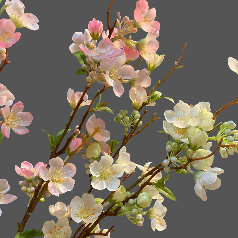 33 Inch Artificial Apple Blossom Branch Spray – Extra Tall Spring Flowers, Bulk Quantity
