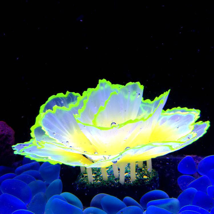 Glowing Effect Artificial Aquarium Plants 10 Pcs Lettuce Coral Glow for Fish Tank Decor
