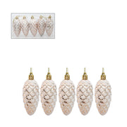 5 Pcs Artificial Snow Spruce Pinecones, 3-4 Inch, White Frosted Crafting and Holiday Decorations