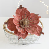 2 Pcs Artificial Christmas Flowers - 9.45 Inch Flower Width, Festive Holiday Decorations