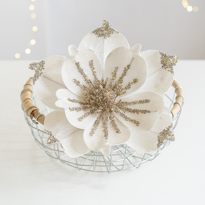 2 Pcs Artificial Christmas Flowers - 9.45 Inch Flower Width, Festive Holiday Decorations