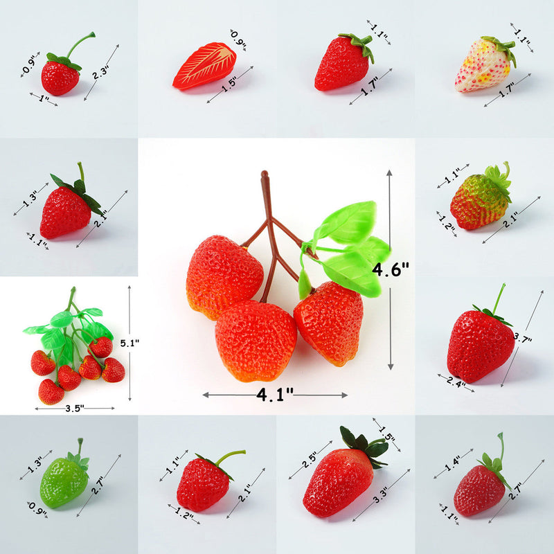 Artificial Strawberries 12 Pcs Lifelike Plastic Fake Fruit Decoration for Home Kitchen Party Photography Props
