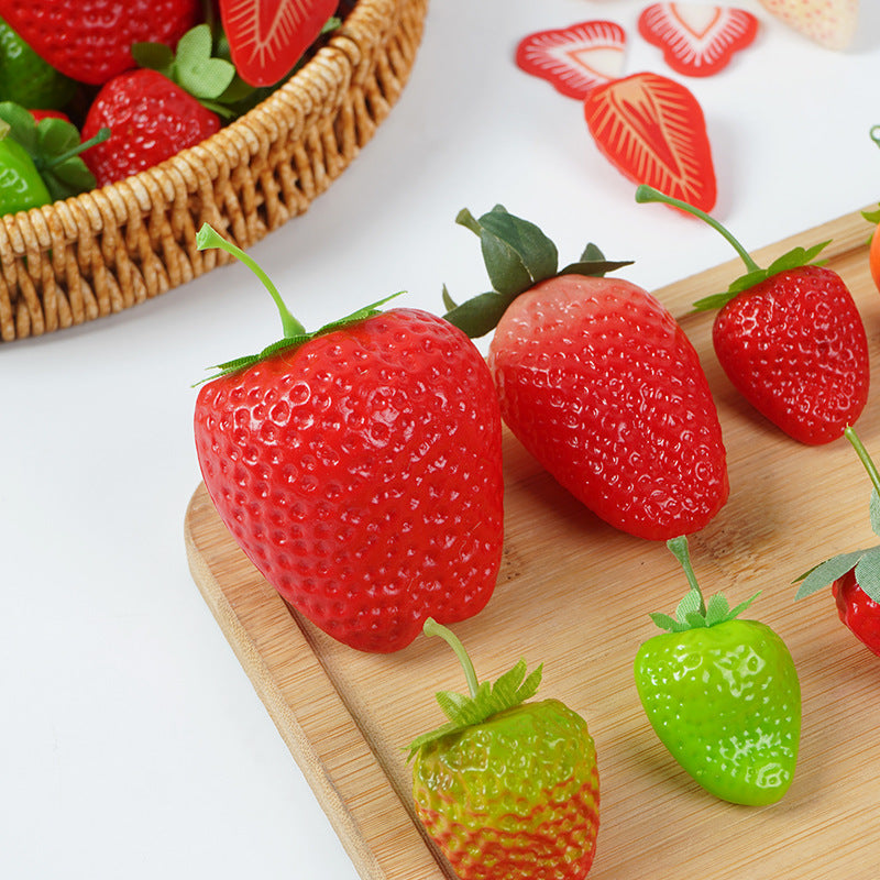 Artificial Strawberries 12 Pcs Lifelike Plastic Fake Fruit Decoration for Home Kitchen Party Photography Props