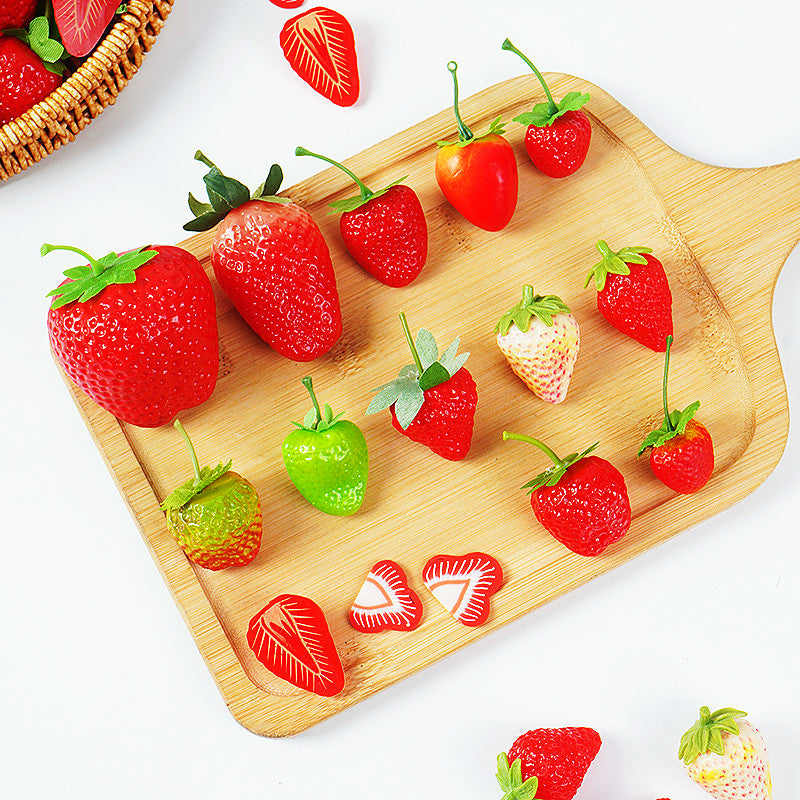 Artificial Strawberries 12 Pcs Lifelike Plastic Fake Fruit Decoration for Home Kitchen Party Photography Props