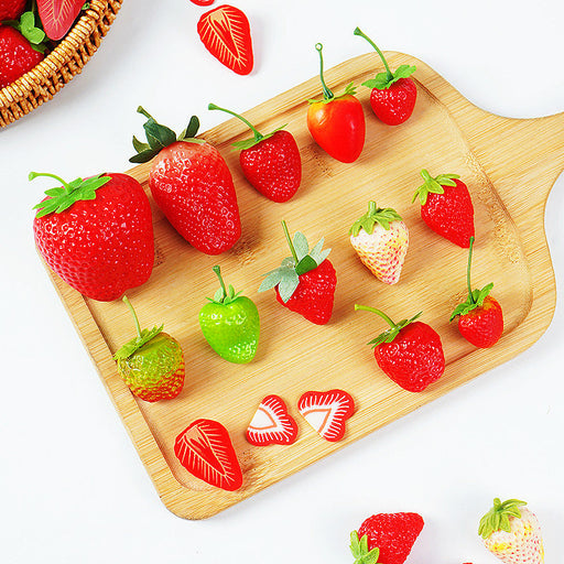 Artificial Strawberries 12 Pcs Lifelike Plastic Fake Fruit Decoration for Home Kitchen Party Photography Props
