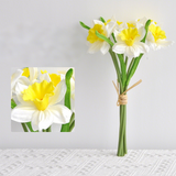 11.8 Inches Fake Daffodil Flowers - Realistic Artificial Narcissus for Home Office Wedding Decor - Lifelike Faux Plants with Stems No Watering Required