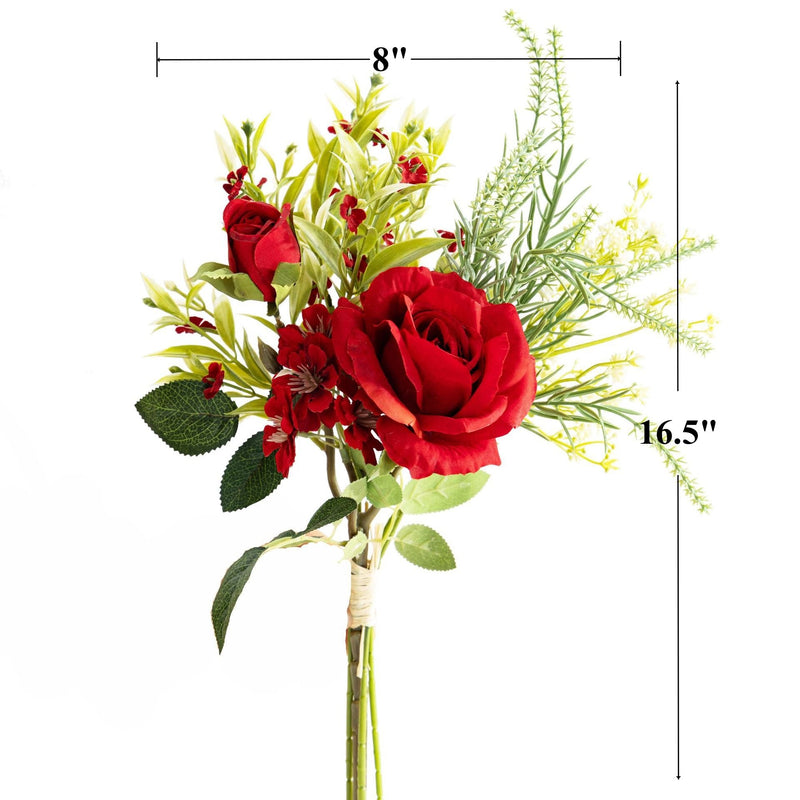 16.5 Inch Artificial Rose Bouquet with Mixed Greenery, 1 Bulk Wedding Flower Arrangement