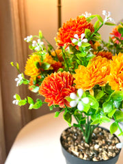 Chrysanthemum Artificial Potted Plants 6 Pcs Silk Flowers for Indoor Outdoor Decor