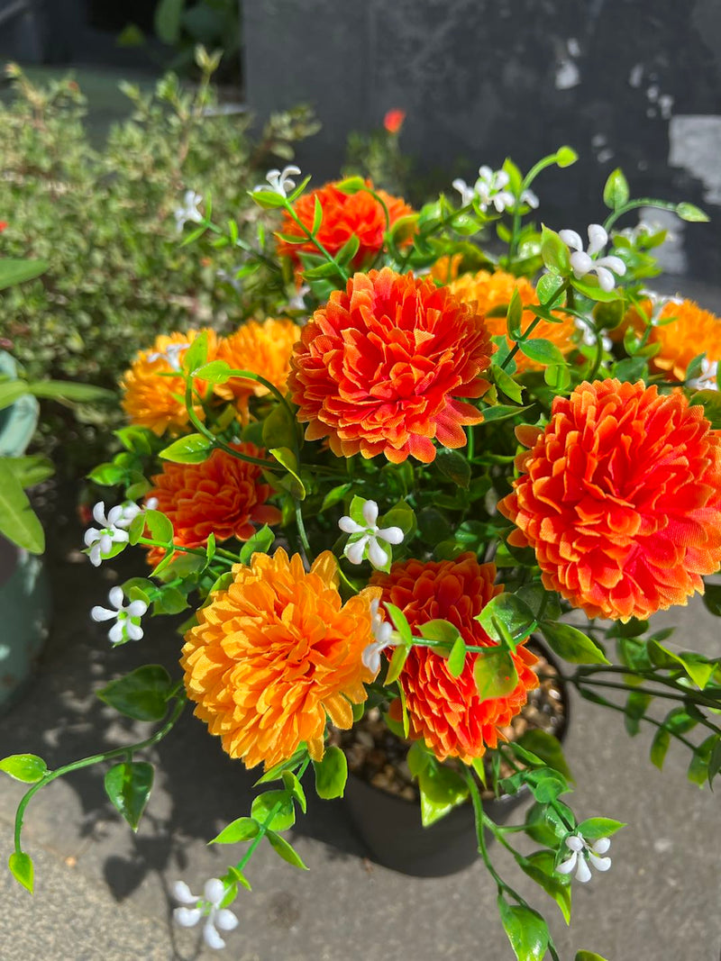 Chrysanthemum Artificial Potted Plants 6 Pcs Silk Flowers for Indoor Outdoor Decor