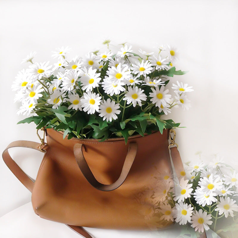 2 Pcs Artificial Silk Daisy Flowers White Bouquet 12 Inch for Table Centerpiece Decoration