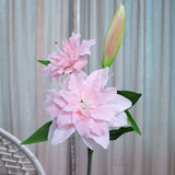 27.6"(70cm) Artificial 3-Head Touch-Moist Lily Flowers | Home Decor Fake Flowers | Soft Touch Fabric Material