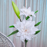 27.6"(70cm) Artificial 3-Head Touch-Moist Lily Flowers | Home Decor Fake Flowers | Soft Touch Fabric Material