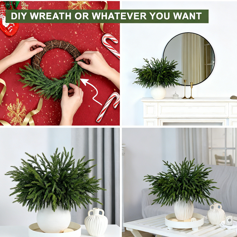 12 Inch Artificial Pine Branches 12 Pcs Realistic Soft Bendable Christmas Stems Picks