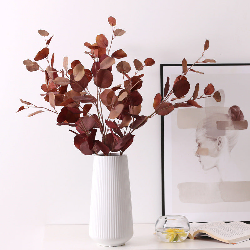 5 Pcs 33 Inch Artificial Fall Eucalyptus Stems Autumn Foliage Branches