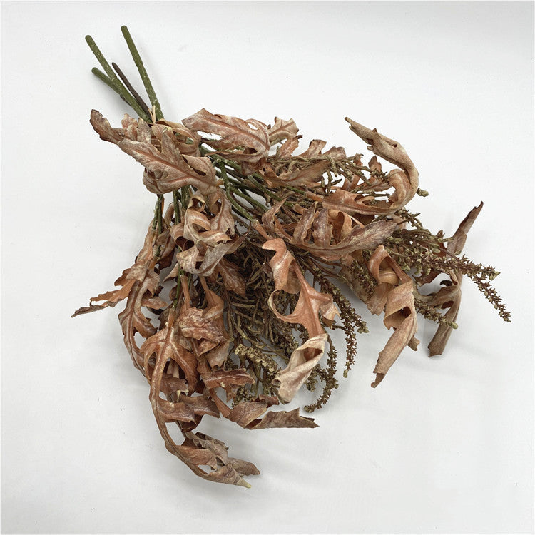18 Inch Burnt Edge Oak Leaves with Sage Stems, 10 Pcs Artificial Autumn Bouquet