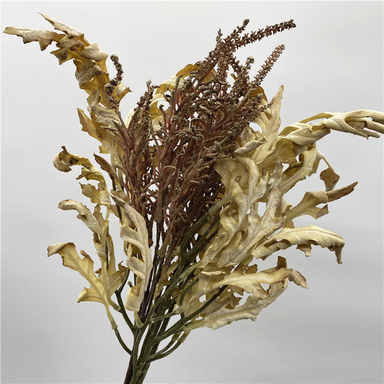 18 Inch Burnt Edge Oak Leaves with Sage Stems, 10 Pcs Artificial Autumn Bouquet