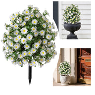 Event Outdoor Artificial Daisy Topiary Stake, 19.7" Faux Chamomile Floral Ball for Garden & Venue Styling