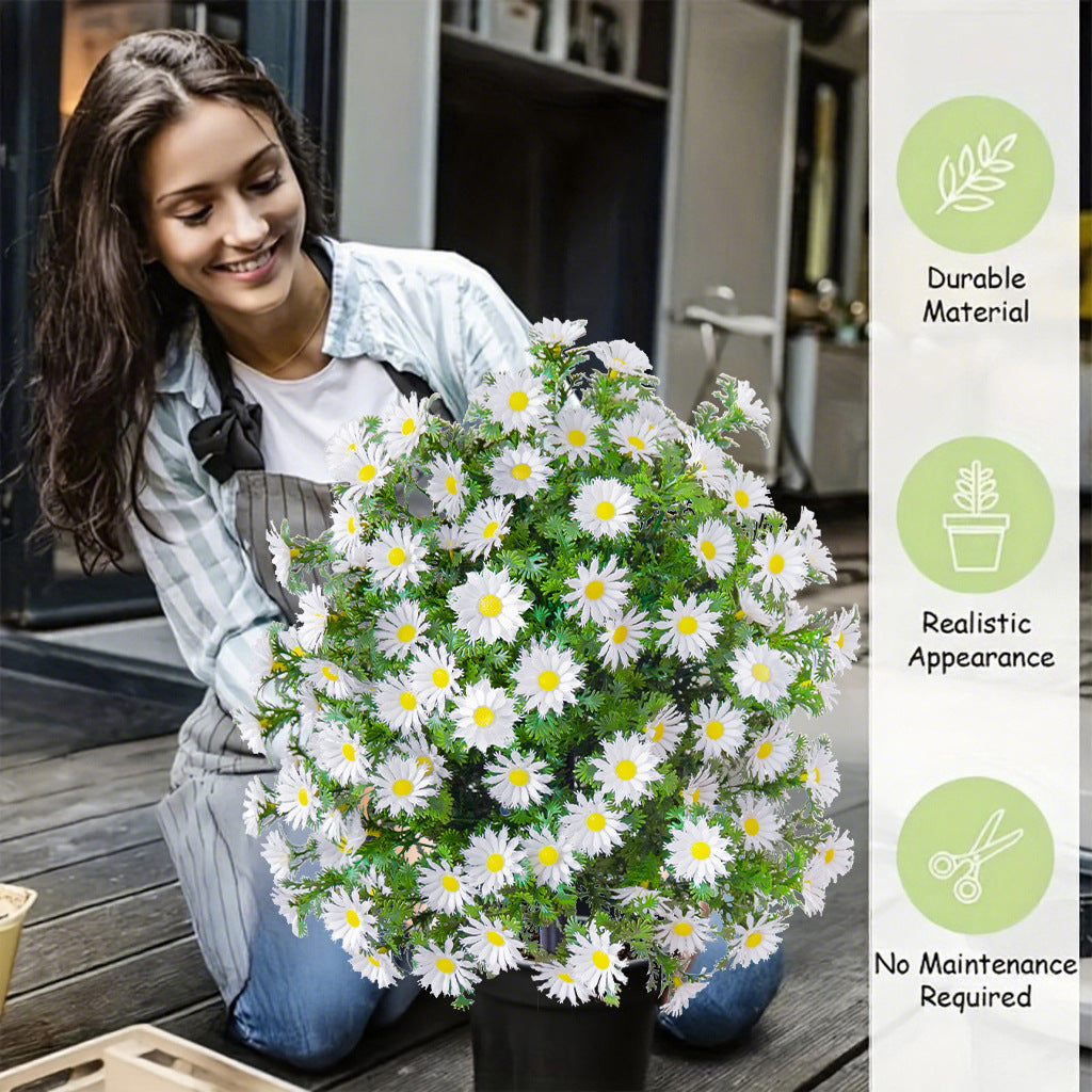 Event Outdoor Artificial Daisy Topiary Stake, 19.7" Faux Chamomile Floral Ball for Garden & Venue Styling