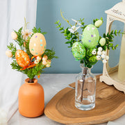 6 Pcs Artificial Easter Flower Stems with Egg Ornaments, Faux Silk Floral Stems Bulk