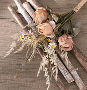 Artificial Autumn Winter Flowers Bouquet, Burnt Rose, 10 Stems, Silk