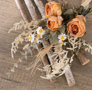 Artificial Autumn Winter Flowers Bouquet, Burnt Rose, 10 Stems, Silk