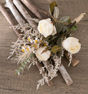 Artificial Autumn Winter Flowers Bouquet, Burnt Rose, 10 Stems, Silk