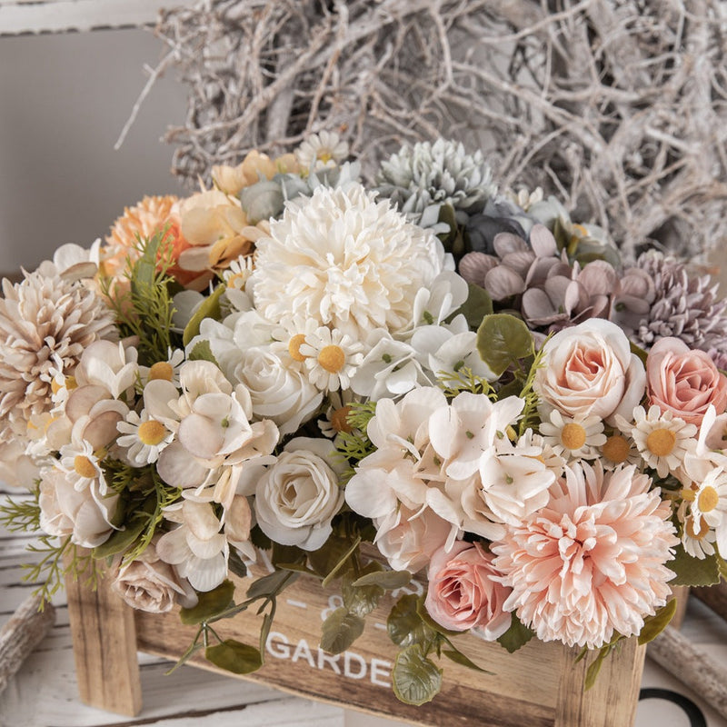 10 Pcs Artificial Mum Daisy Flower Bush Bouquet Mixed Colors Autumn Floral Arrangement