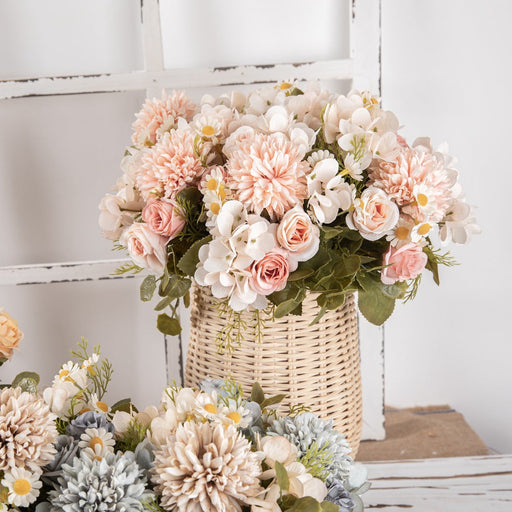 10 Pcs Artificial Mum Daisy Flower Bush Bouquet Mixed Colors Autumn Floral Arrangement