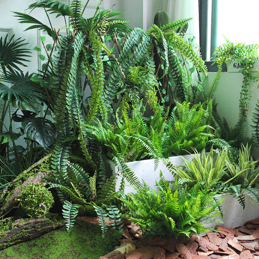 Artificial Fern Bushes 10 Pcs Green Silk Plants for Landscape Decor