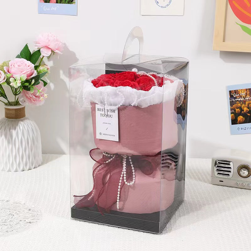 3 Pcs Artificial Floral Bouquet with Vase and Card – Bulk Wholesale Set