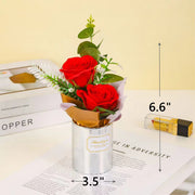 3 Pcs Artificial Floral Bouquet with Vase and Card – Bulk Wholesale Set