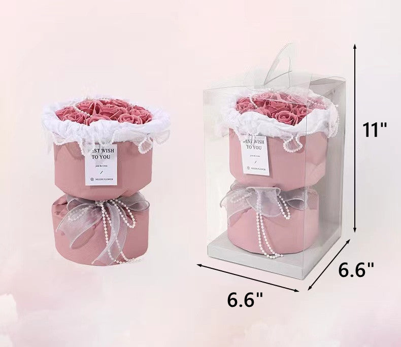 3 Pcs Artificial Floral Bouquet with Vase and Card – Bulk Wholesale Set