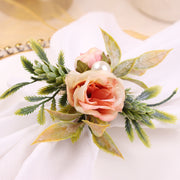 10 Pcs Artificial Silk Peony Flowers Napkin Rings Bulk Set