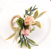 10 Pcs Artificial Silk Peony Flowers Napkin Rings Bulk Set