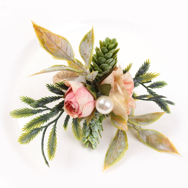 10 Pcs Artificial Silk Peony Flowers Napkin Rings Bulk Set