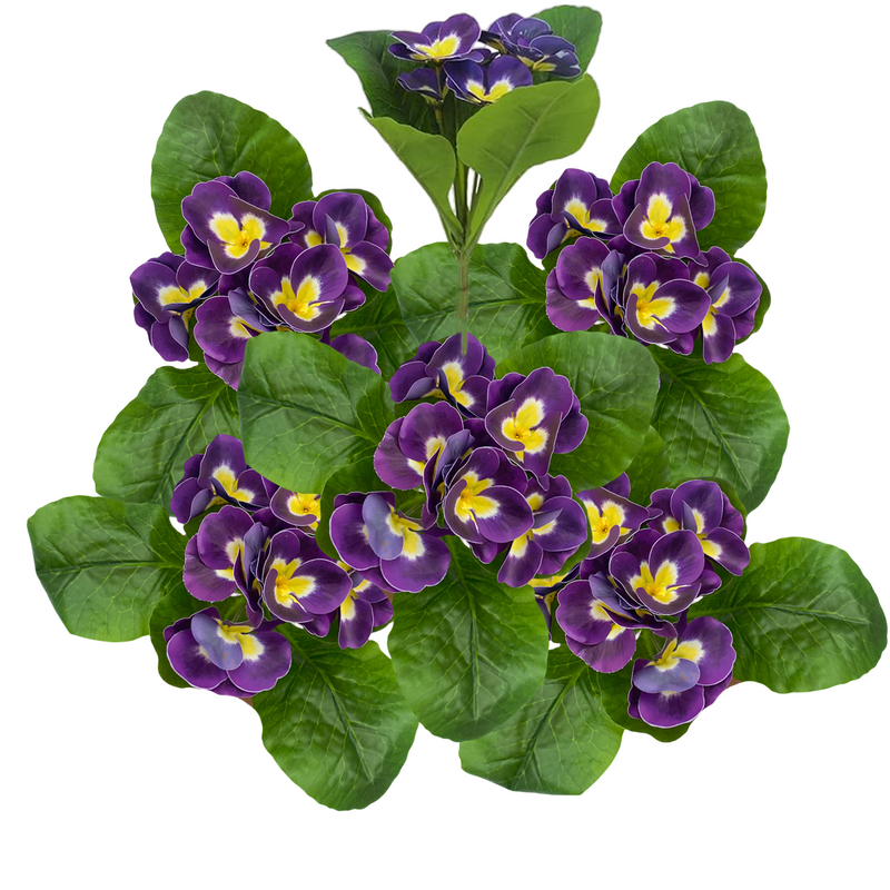 5 Pcs Artificial Pansy Flowers 9.8 Inch UV Resistant Outdoor Silk Plants