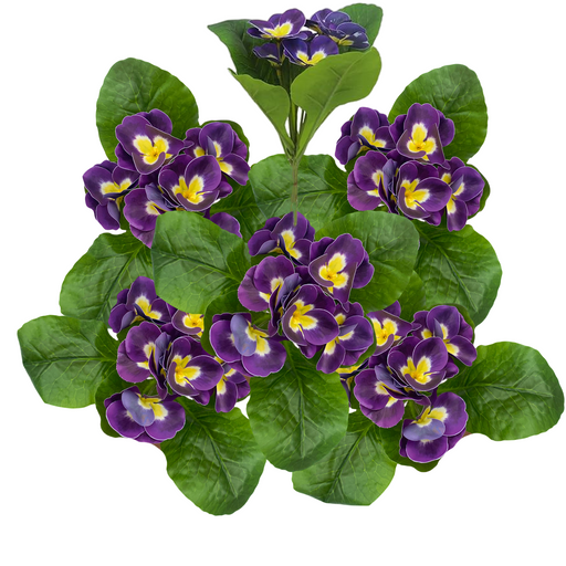 5 Pcs Artificial Pansy Flowers 9.8 Inch UV Resistant Outdoor Silk Plants