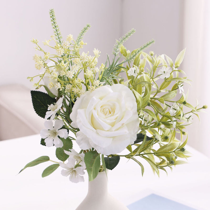 16.5 Inch Artificial Rose Bouquet with Mixed Greenery, 1 Bulk Wedding Flower Arrangement