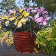 5 Pcs Artificial Flower Bush with Butterfly, Outdoor Silk Floral Arrangement
