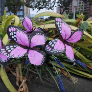 5 Pcs Artificial Flower Bush with Butterfly, Outdoor Silk Floral Arrangement
