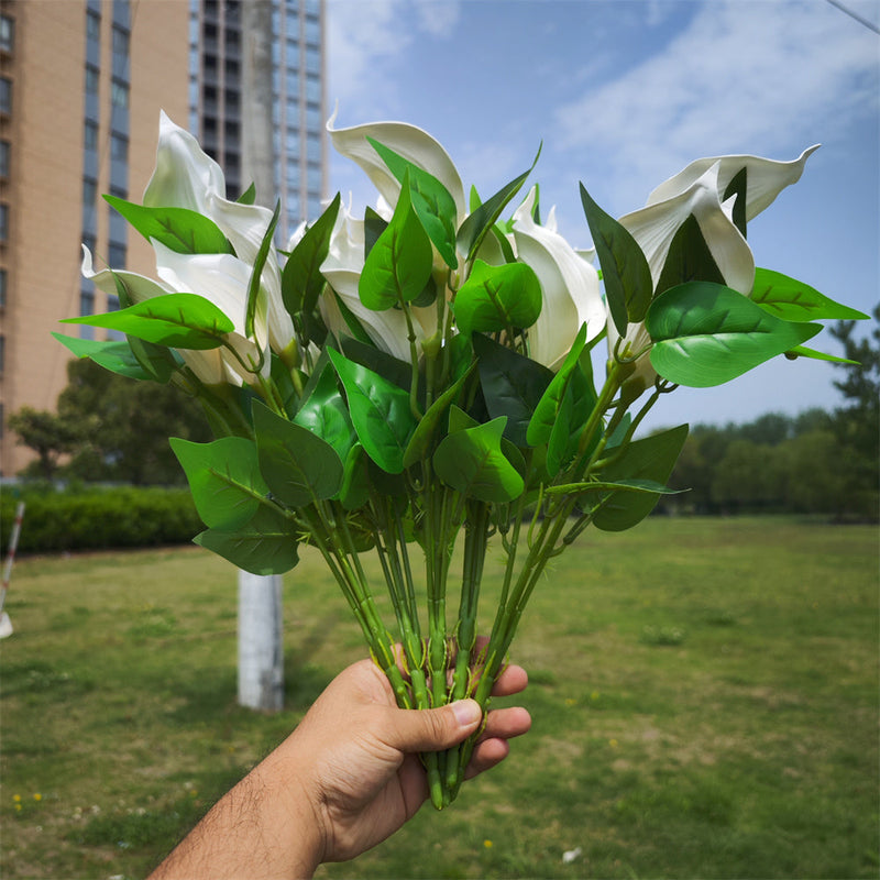 16 Inch Calla Lily Bush Artificial Flowers UV Resistant Outdoor Plants Bulk Quantity