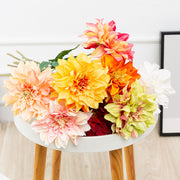 24 Inch Dahlia Silk Flower Stems 10 Pcs Artificial Fall Plants for Arrangements
