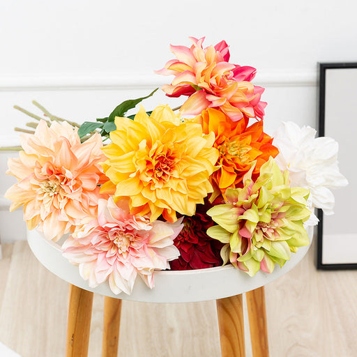 24 Inch Dahlia Silk Flower Stems 10 Pcs Artificial Fall Plants for Arrangements