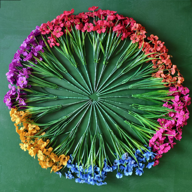 24 Bundles Artificial Flowers UV Resistant Outdoor Silk Floral Stems Bulk Pack