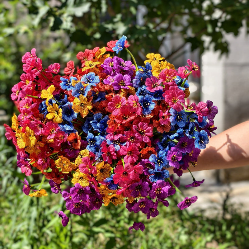 24 Bundles Artificial Flowers UV Resistant Outdoor Silk Floral Stems Bulk Pack